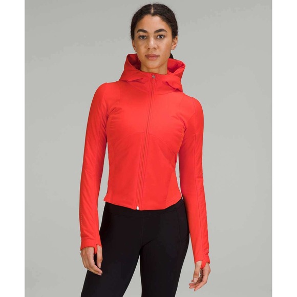 lululemon athletica Jackets & Blazers - Lululemon Push Your Pace Jacket Solar Orange Size 12 Athleisure Thumb Holes
